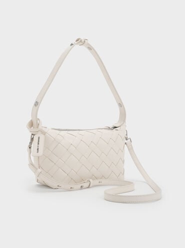 Ivette Woven Shoulder Bag, Cream, hi-res