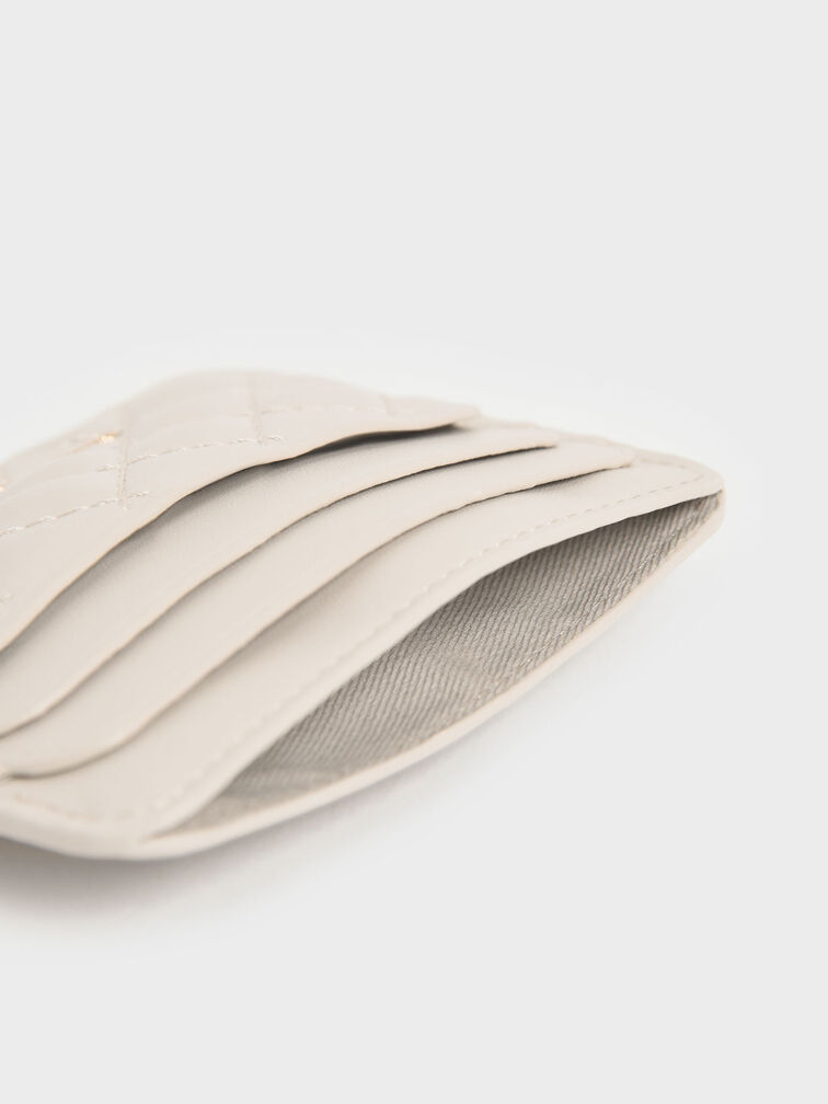 Cleo Quilted Card Holder, Ivory, hi-res