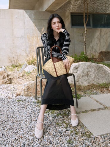 Meja Floral Mary Jane Flats, White, hi-res