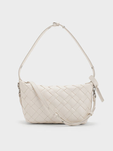 Ivette Woven Shoulder Bag, Cream, hi-res