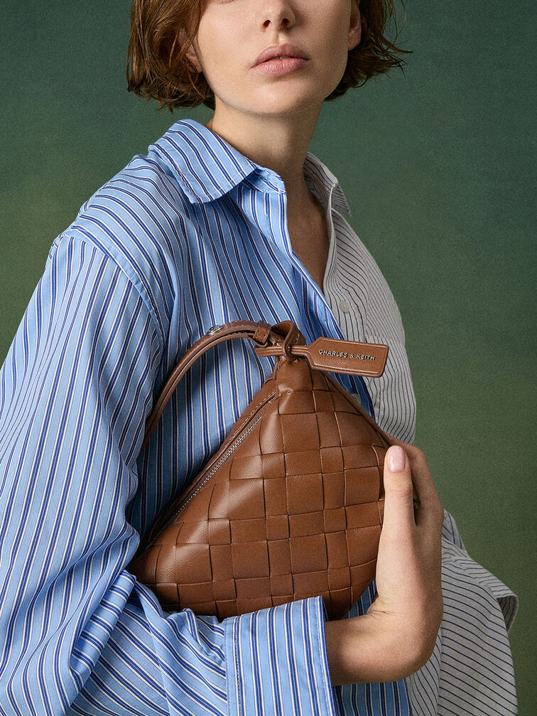 Ivette Woven Shoulder Bag, Chocolate, hi-res