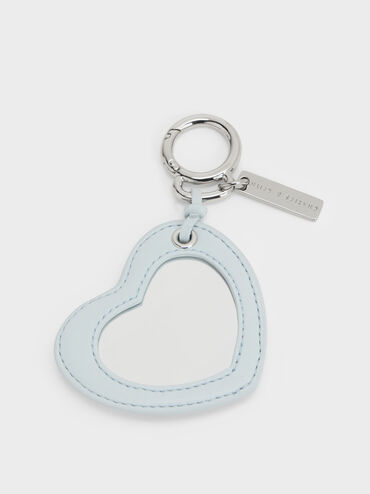 Heart Quilted Mirror Charm, Sea Salt Blue, hi-res