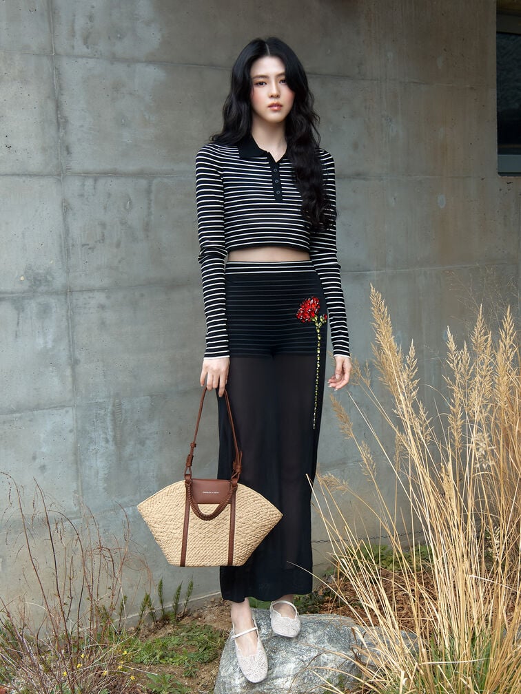 Meja Floral Mary Jane Flats, White, hi-res