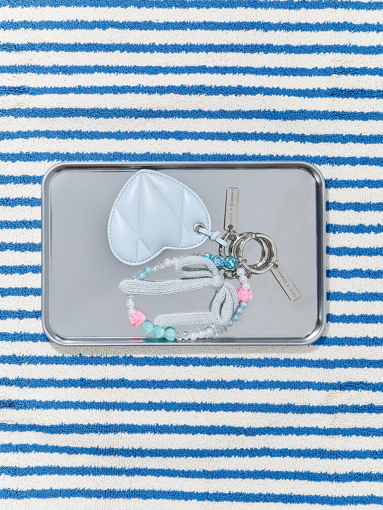 Heart Quilted Mirror Charm, Sea Salt Blue, hi-res