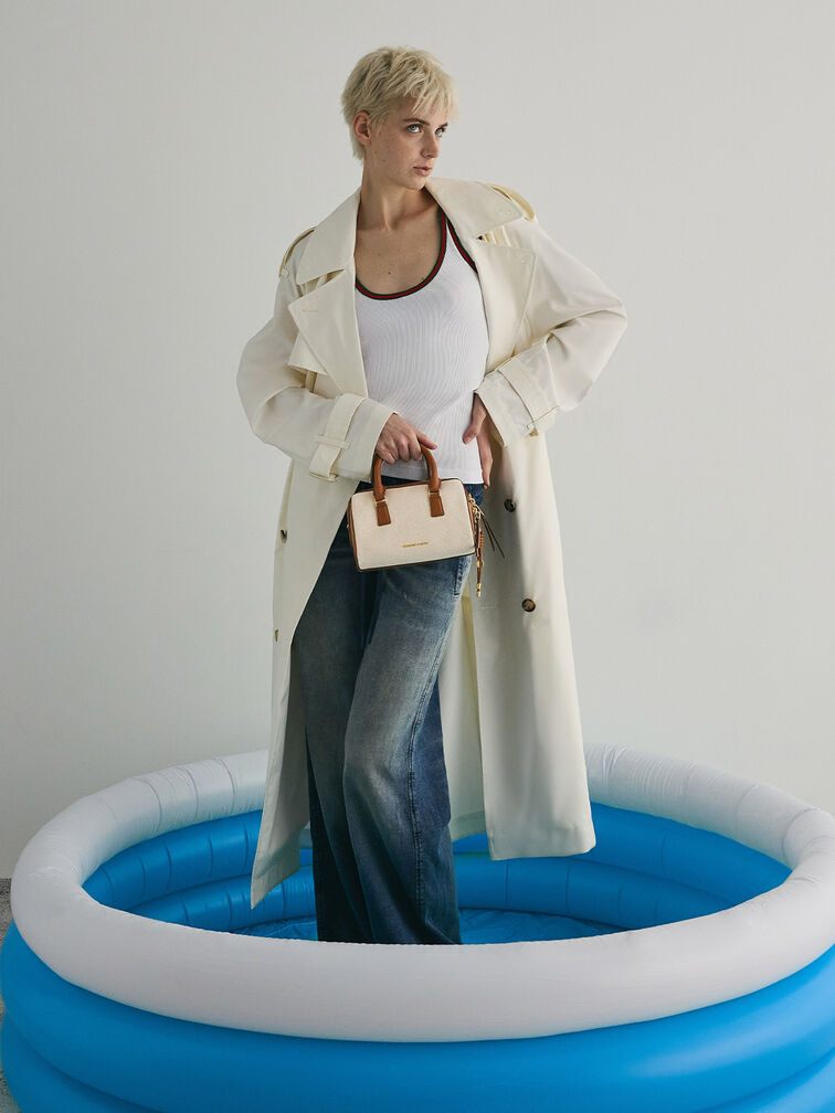 Everleigh Canvas Two-Tone Bowling Bag, Taupe Canvas, hi-res