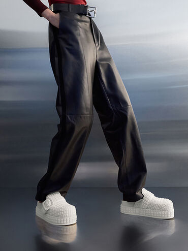 Loren Textured Flatform Mules, Chalk, hi-res