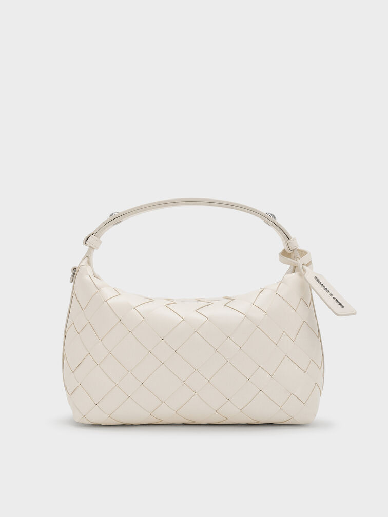 Ivette Woven Shoulder Bag, Cream, hi-res