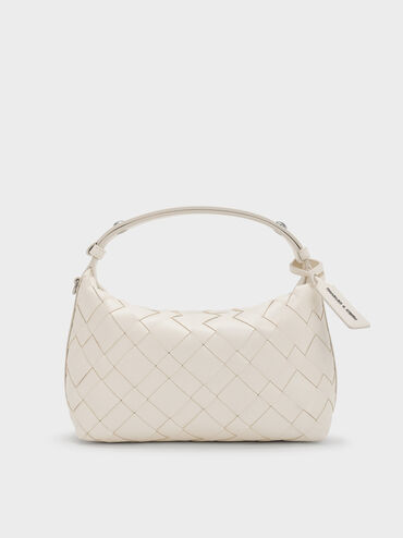 Ivette Woven Shoulder Bag, Cream, hi-res