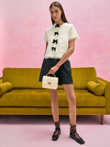 Cressida Quilted Top Handle Bag, Cream, hi-res