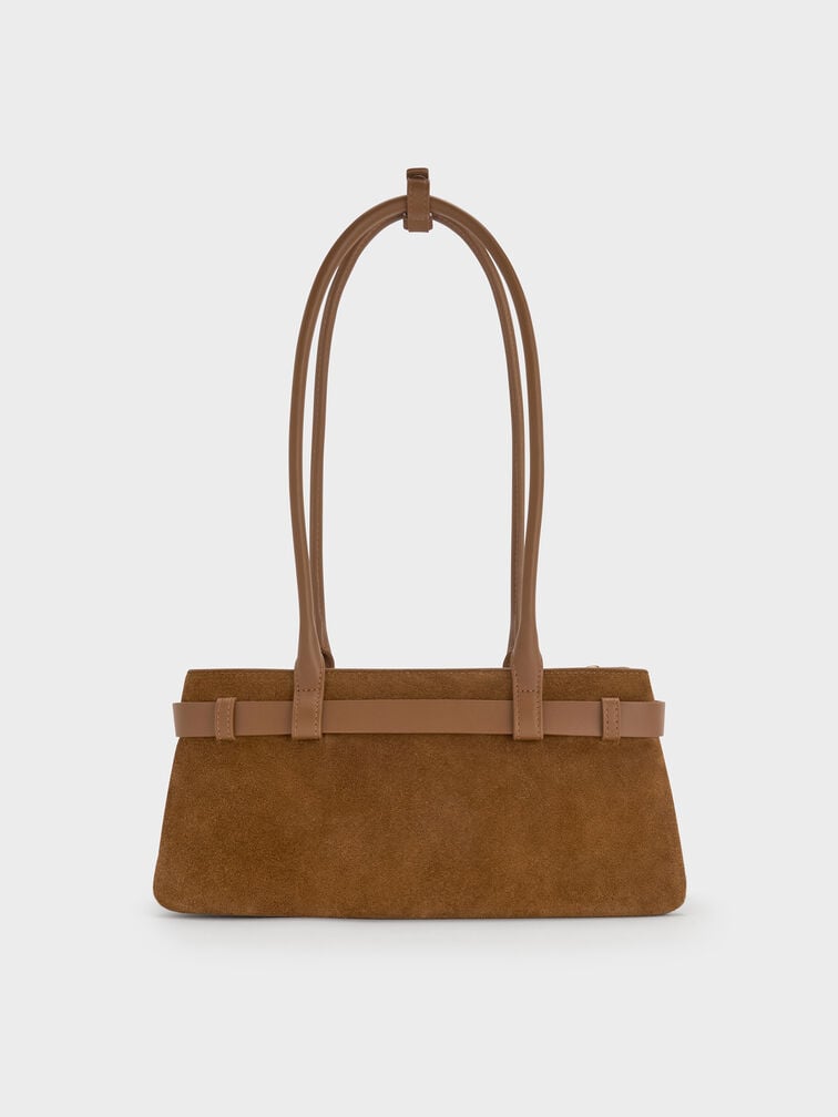 Jody Genuine Suede Belted Shoulder Bag, Ember Brown, hi-res