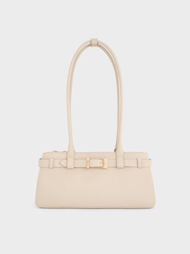 Jody Genuine Leather Belted Shoulder Bag, Antique Chalk, hi-res