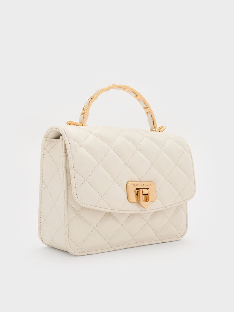 Cressida Quilted Top Handle Bag, Cream, hi-res