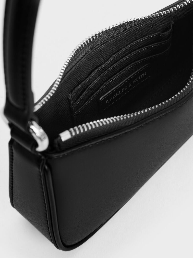 Elspeth Curved Shoulder Bag, Noir, hi-res