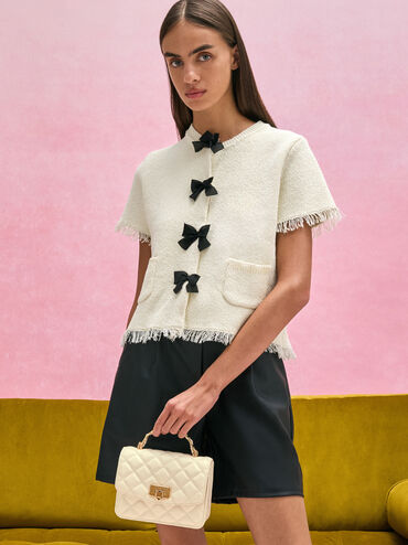 Cressida Quilted Top Handle Bag, Cream, hi-res