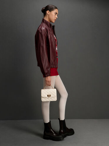 Cressida Quilted Top Handle Bag, Cream, hi-res