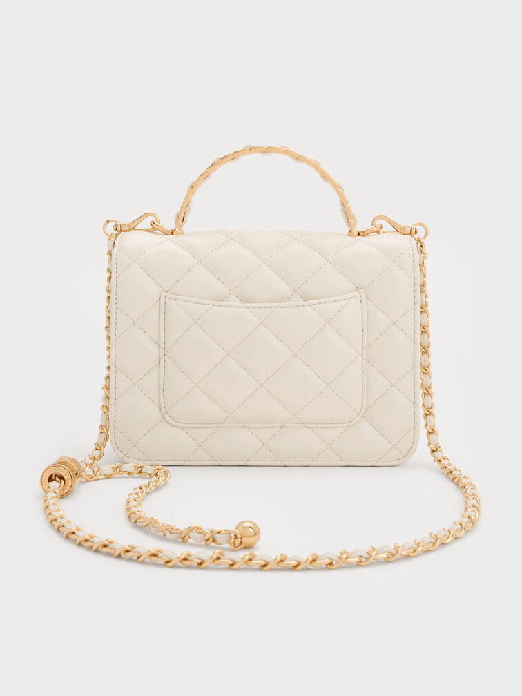 Cressida Quilted Top Handle Bag, Cream, hi-res
