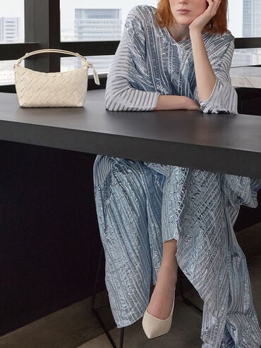 Ivette Woven Shoulder Bag, Cream, hi-res