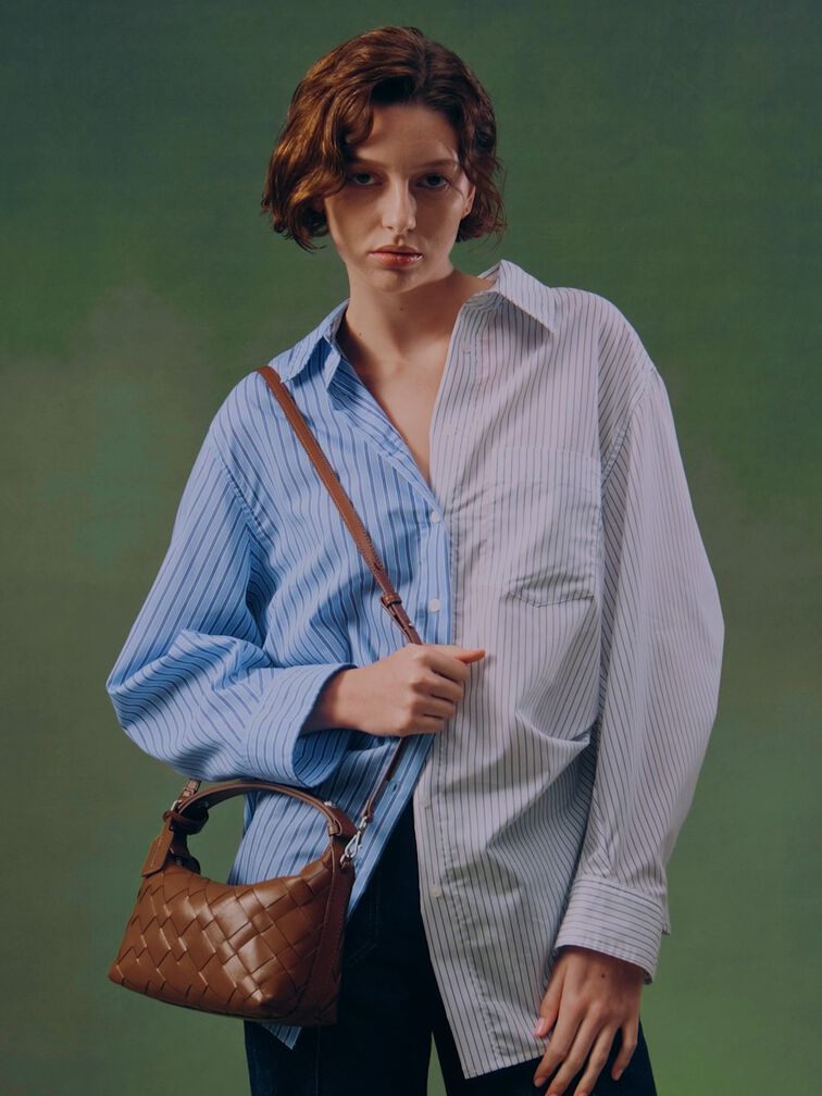 Ivette Woven Shoulder Bag, Chocolate, hi-res