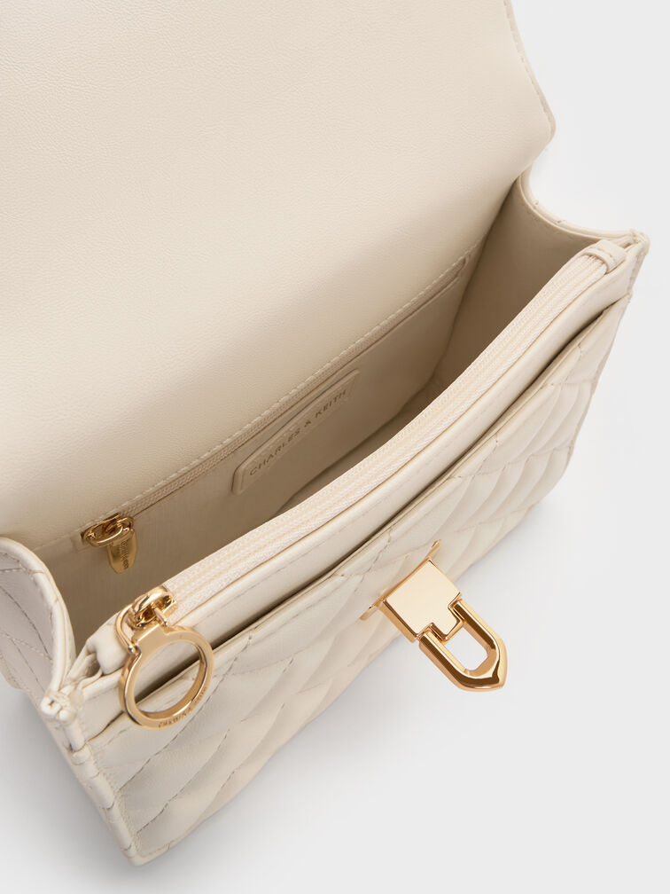 Cressida Quilted Top Handle Bag, Cream, hi-res