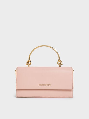 Kristine Sculptural-Handle Long Wallet, Light Pink, hi-res