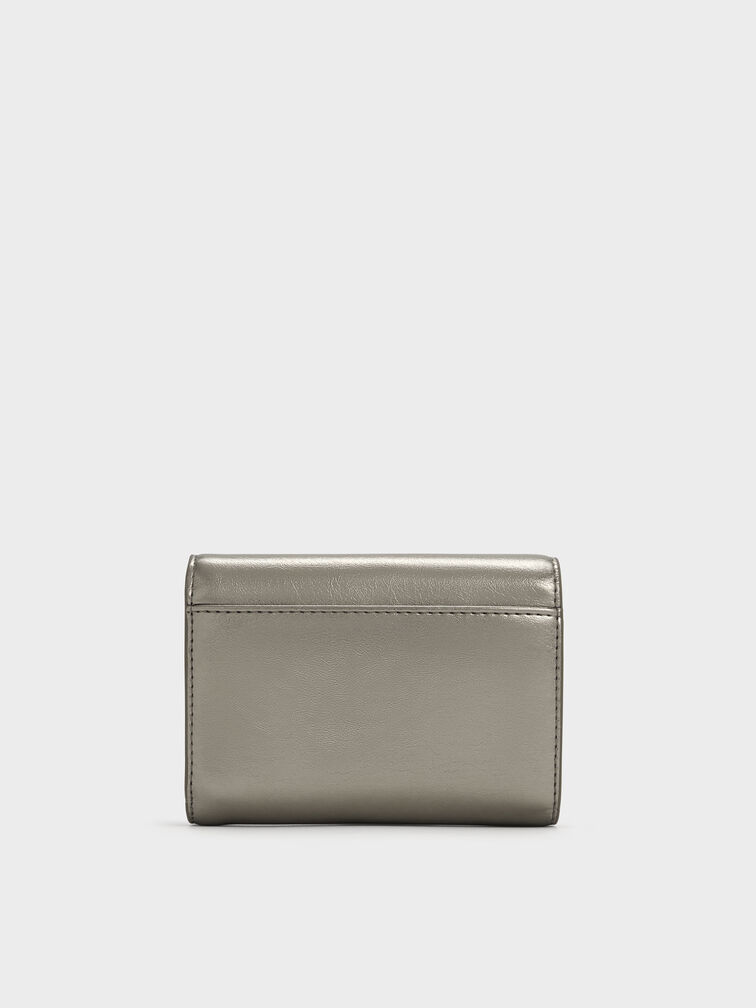 Briony Crinkle-Effect Curved Flap Wallet, Pewter, hi-res