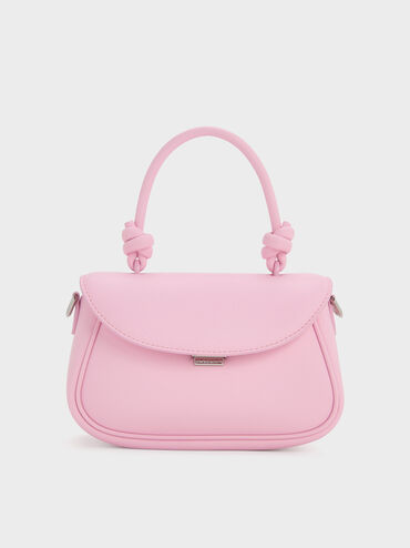 Sammie Knotted-Handle Front-Flap Bag, Bubble Gum Pink, hi-res