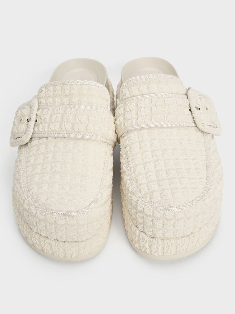 Loren Textured Flatform Mules, Chalk, hi-res
