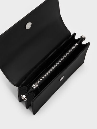 محفظة كريستين بسلسلة وتصميم لامع, أسود كلاسيكي, hi-res