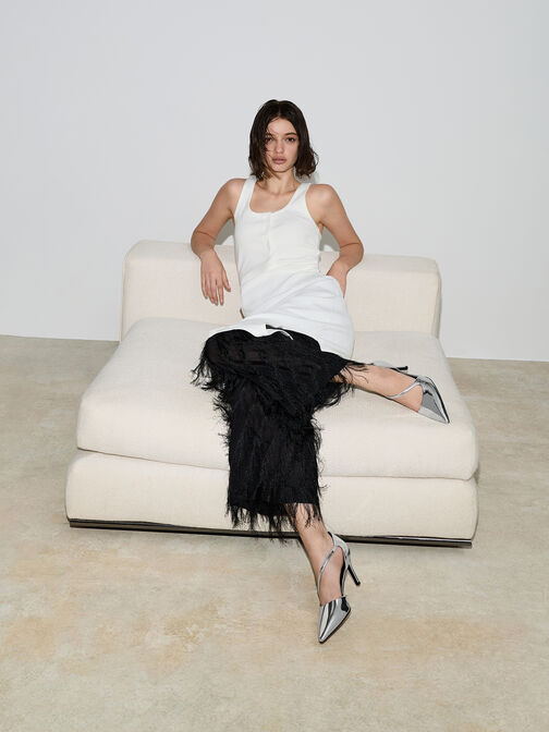 حذاء دورسي ميتاليك بكعب رفيع, فضي, hi-res