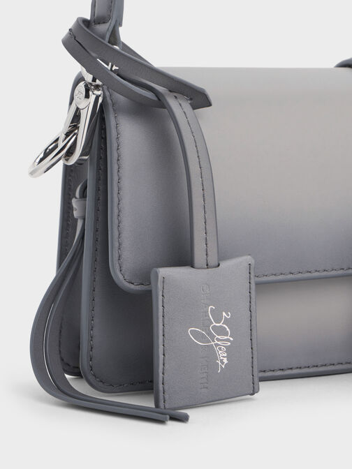 Gabine Leather Burnished Shoulder Bag, Grey, hi-res