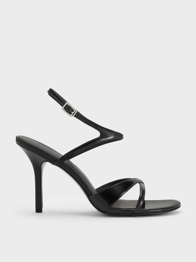 Crossover Stiletto Sandals, Black Boxed, hi-res