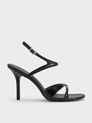 Crossover Stiletto Sandals, Black Boxed, hi-res
