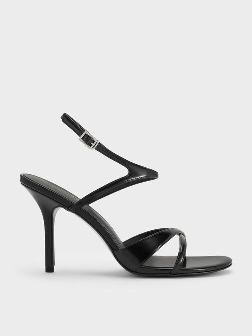 Crossover Stiletto Sandals, Black Boxed, hi-res