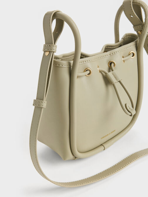 حقيبة باكيت ليلا بتصميم أنبوبي, زيتوني فاتح, hi-res