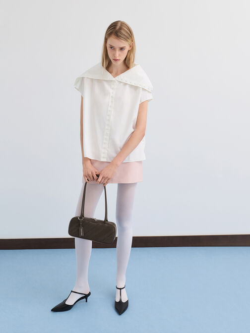 شنطة كتف زيا من شامواه مُعاد تدويره مخططة, طحلبي داكن, hi-res