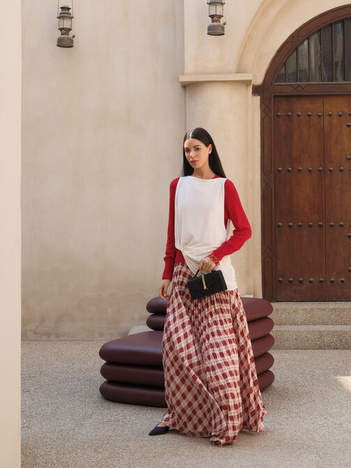 حقيبة تايزيا صغيرة من الساتان بمقبض سلسلة, أسود, hi-res