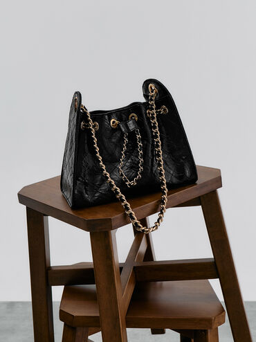 حقيبة باكيت ديو مبطنة برباط, أسود, hi-res