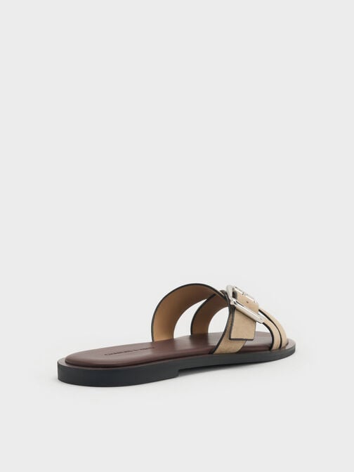 Anita Faux Suede Crossover Slides, Taupe, hi-res