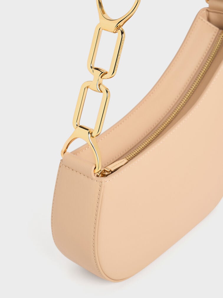 Agatha Chain-Strap Shoulder Bag, Beige, hi-res