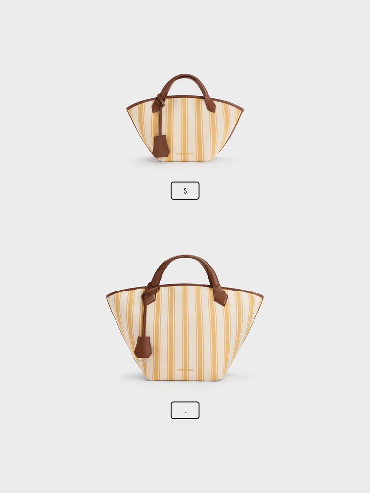 حقيبة توت إيفانا صغيرة مخططة من الكانفاس, Butterscotch Yellow, hi-res