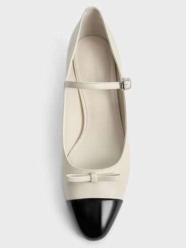 Bow Cap-Toe Mary Jane Pumps, Chalk, hi-res