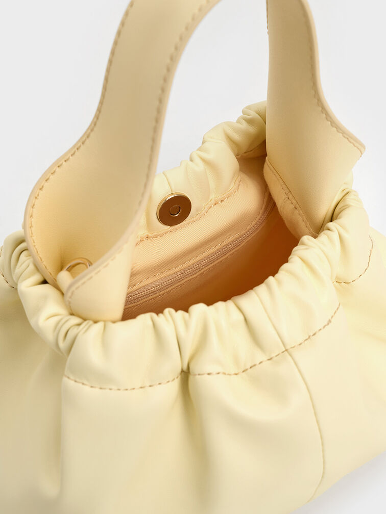 Ally Ruched Chain-Handle Bag, Butter Yellow, hi-res