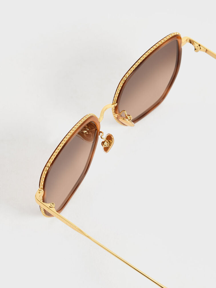 نظارة شمسية بإطار فراشة من الأسيتات المعاد تدويره, لون صدفة السلحفاة, hi-res