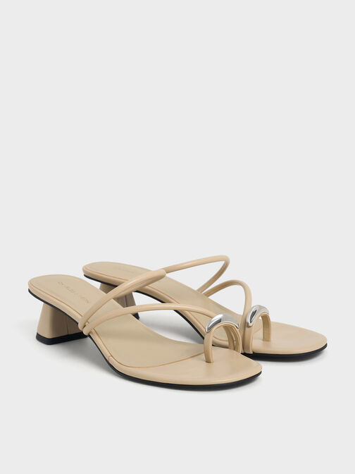 Toe-Ring Strappy Heels, Taupe, hi-res