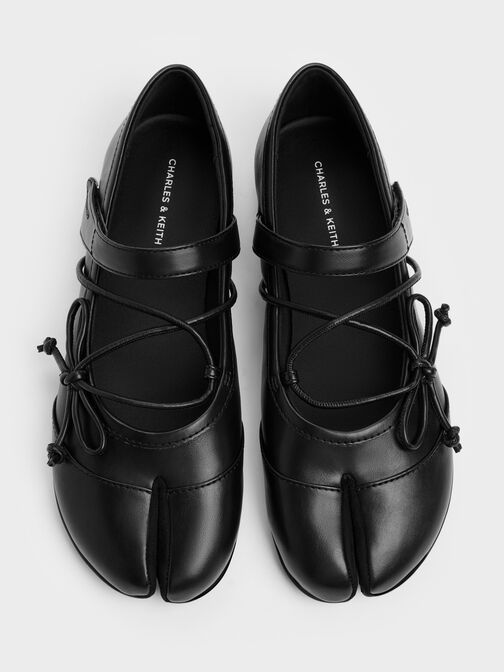 Aether Lace-Up Split-Toe Mary Jane Flats, Black, hi-res