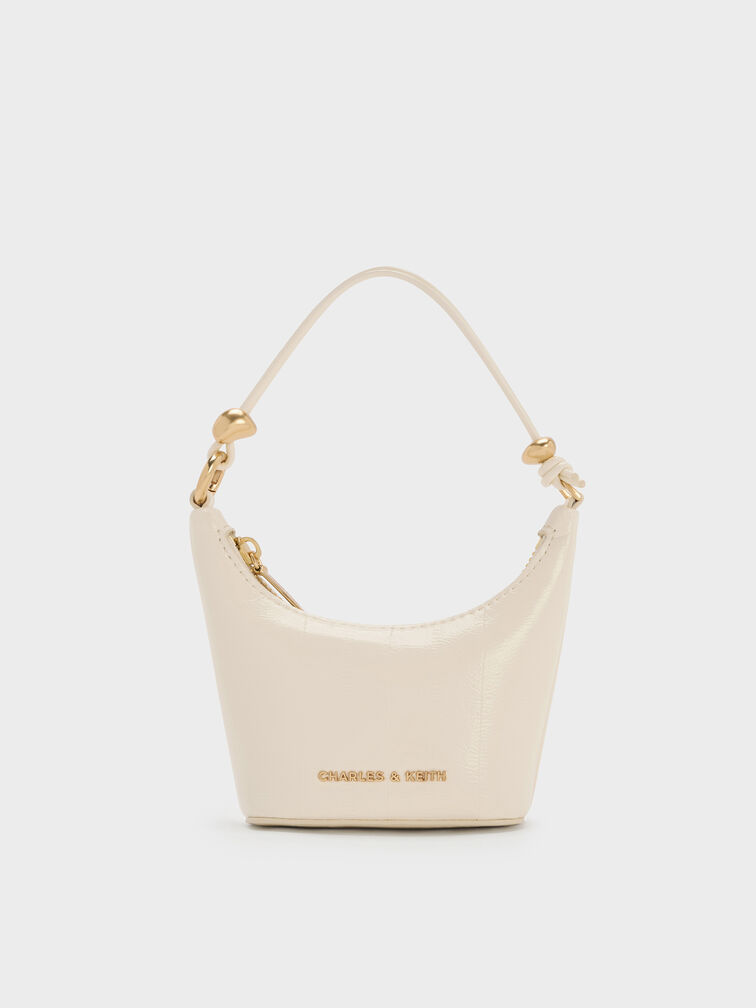 Micro Augustine Eel-Effect Chain-Handle Bag, Cream, hi-res