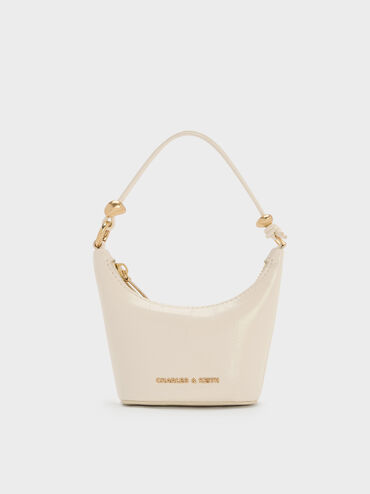 Micro Augustine Eel-Effect Chain-Handle Bag, Cream, hi-res