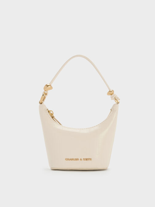 Micro Augustine Eel-Effect Chain-Handle Bag, Cream, hi-res