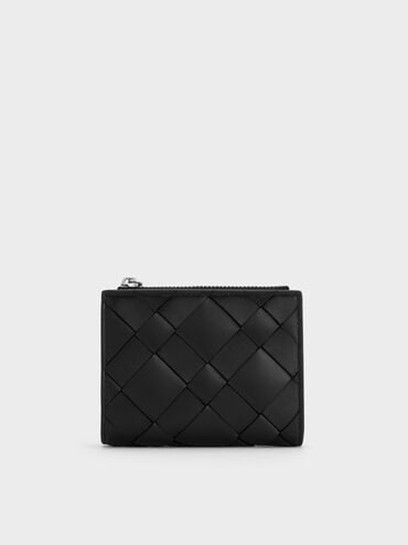Ivette Woven Top-Zip Small Wallet, Noir, hi-res