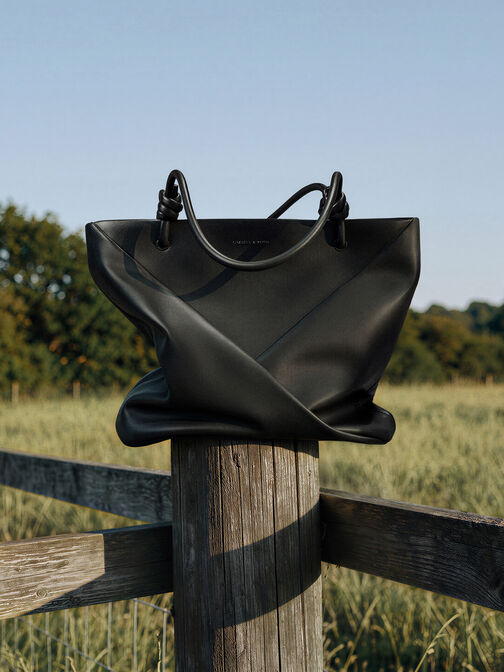 Midori Geometric Tote Bag, Jet Black, hi-res